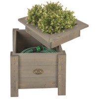 Square Wooden Planter with Storage
