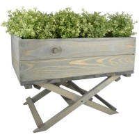 Outdoor Wooden Planter on Foldable Stand Light Green