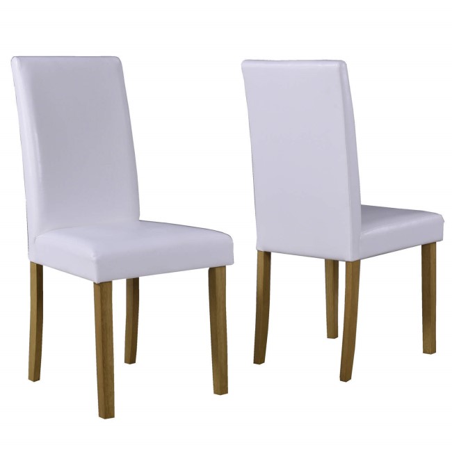 GRADE A1 - New Haven Pair of Modern White Faux Leather Dining Chairs