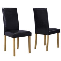 Set of 2 Black Faux Leather Dining Chairs - New Haven