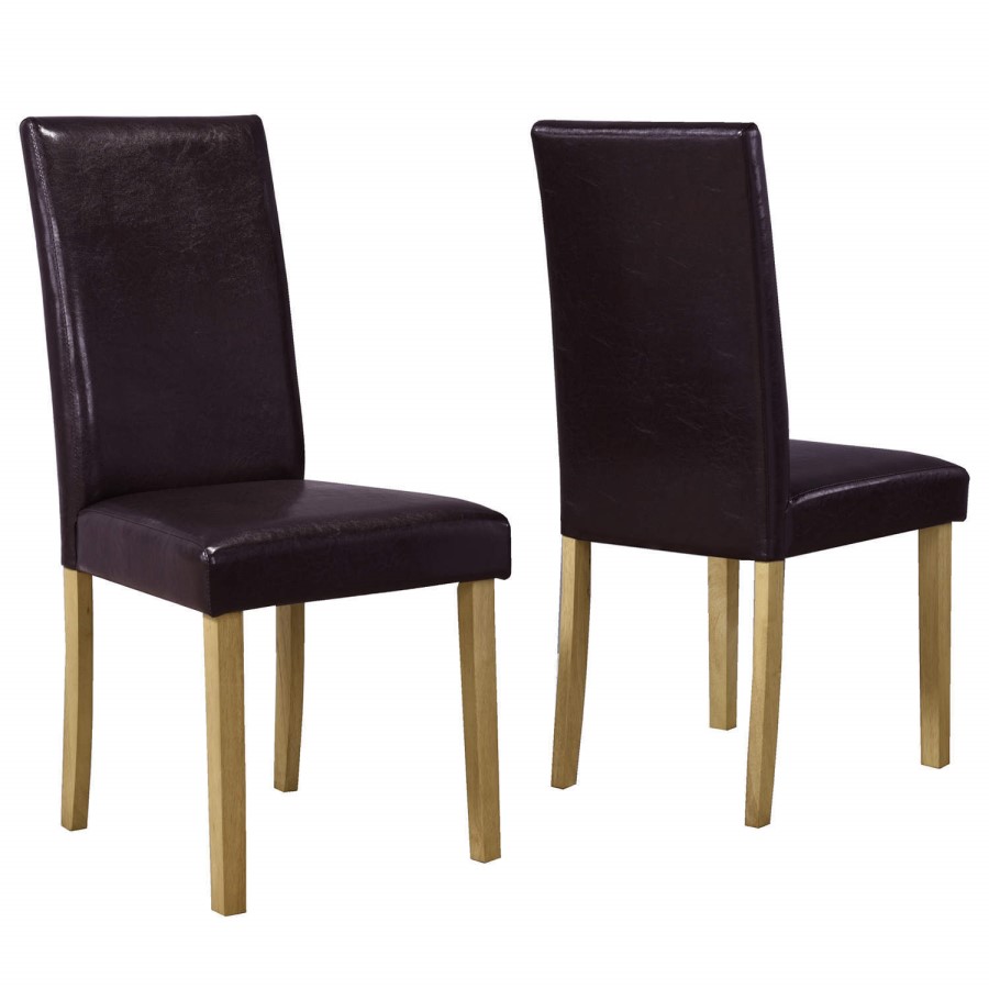 Set of 2 Brown Faux Leather Dining Chairs - New Haven
