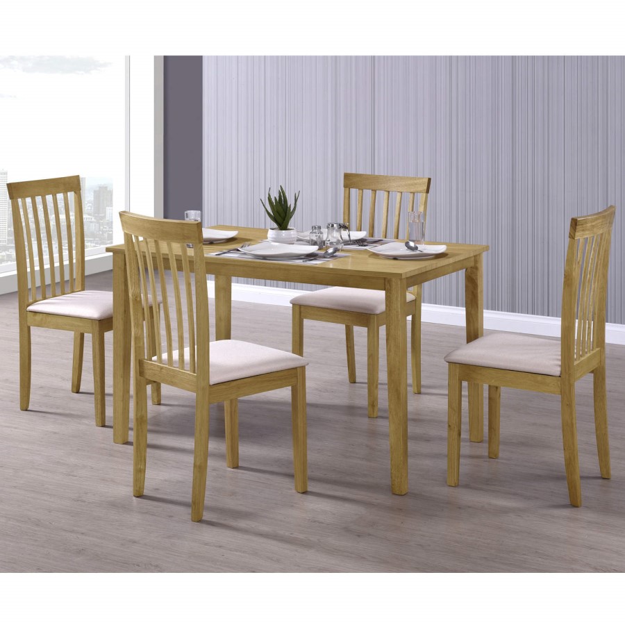 GRADE A1 - New Haven Pair of Slatted Chairs in Cream Fabric