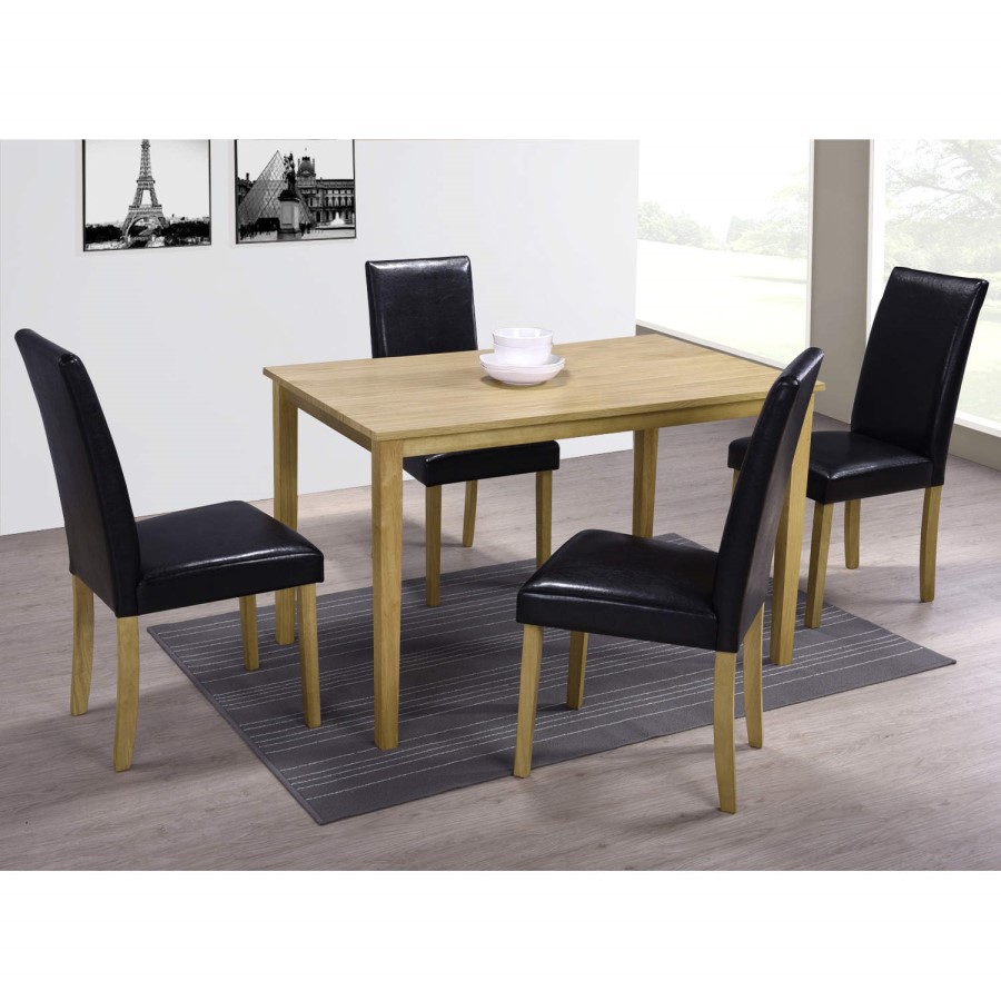 New Haven Rectangle Wooden Dining Table in Light Oak - 4 Seater