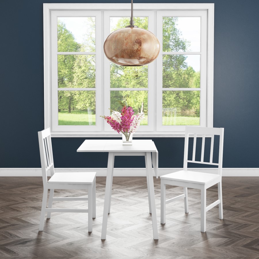 New Haven White Drop Leaf Space Saving Dining Table