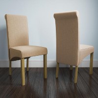New Haven Pair of Roll Back Chairs in Oatmeal Fabric