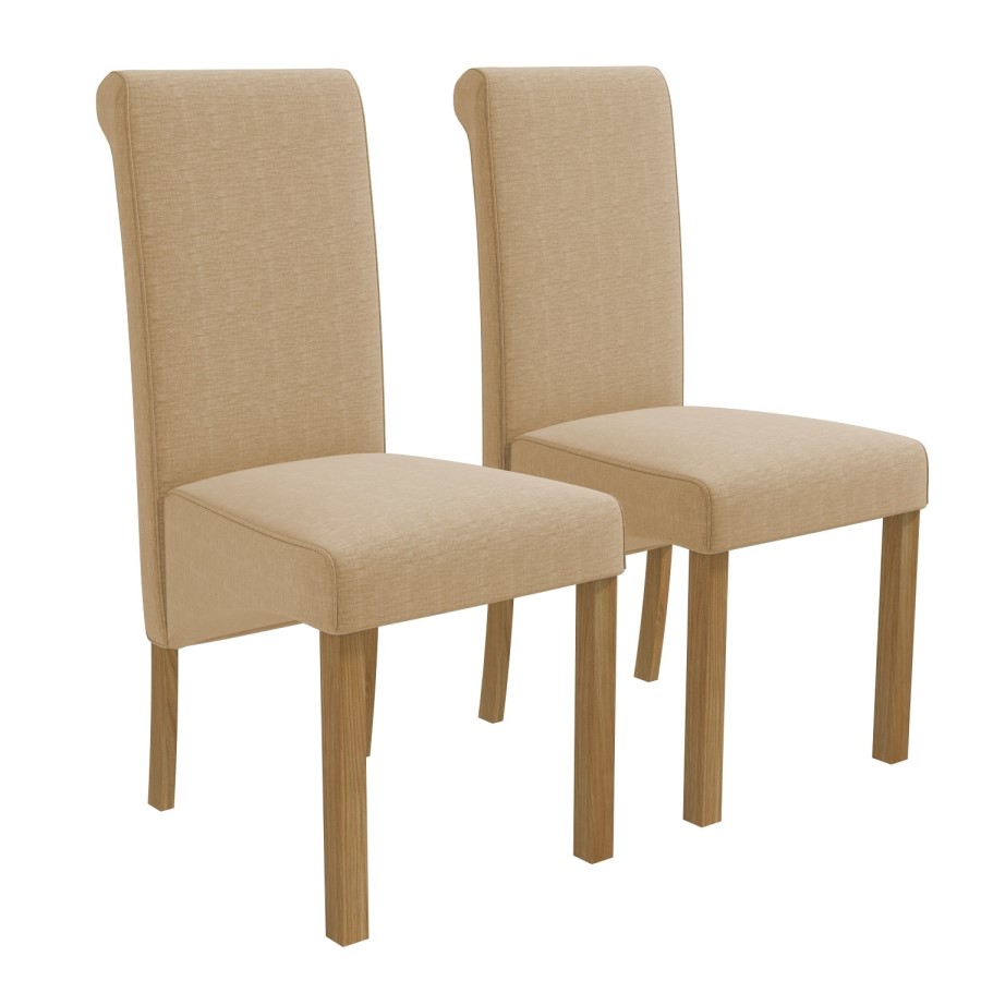 New Haven Pair of Roll Back Chairs in Oatmeal Fabric