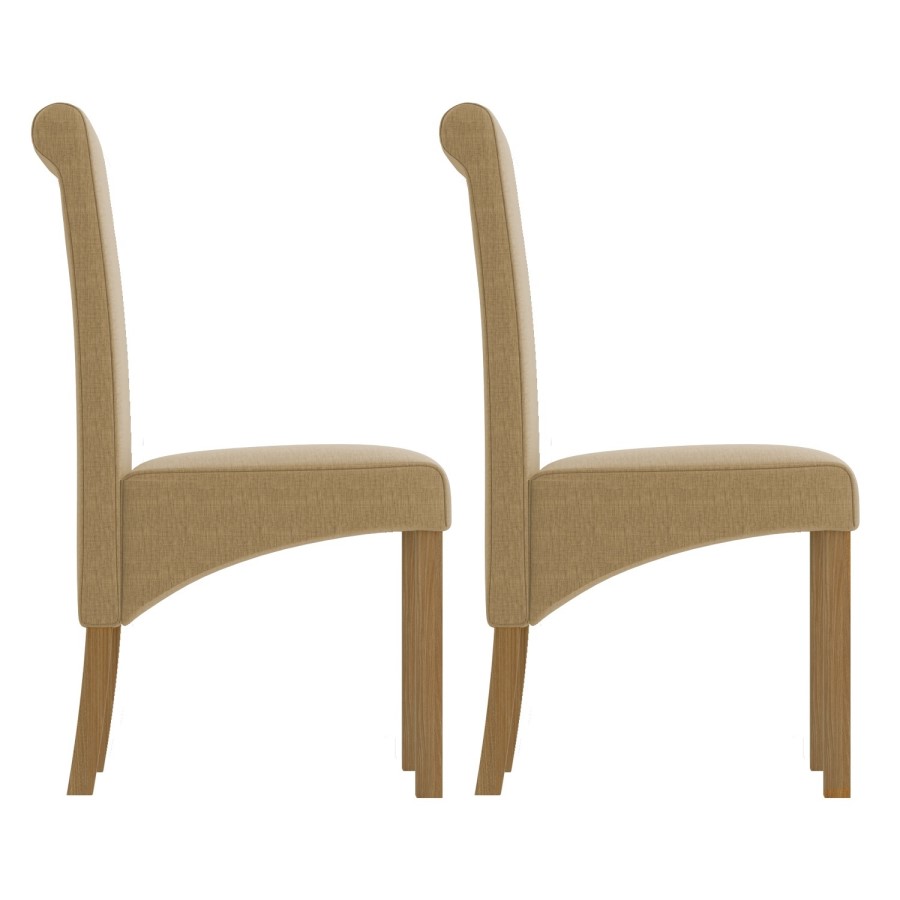 New Haven Pair of Roll Back Chairs in Oatmeal Fabric