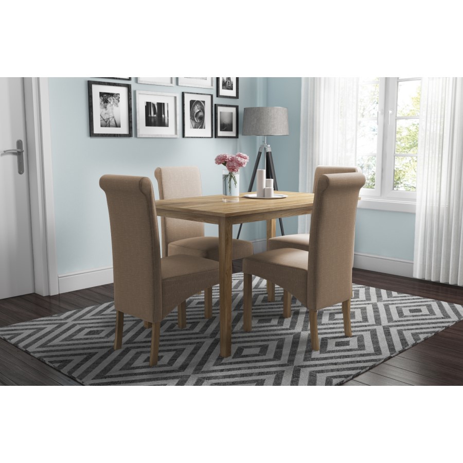 New Haven Pair of Roll Back Chairs in Oatmeal Fabric