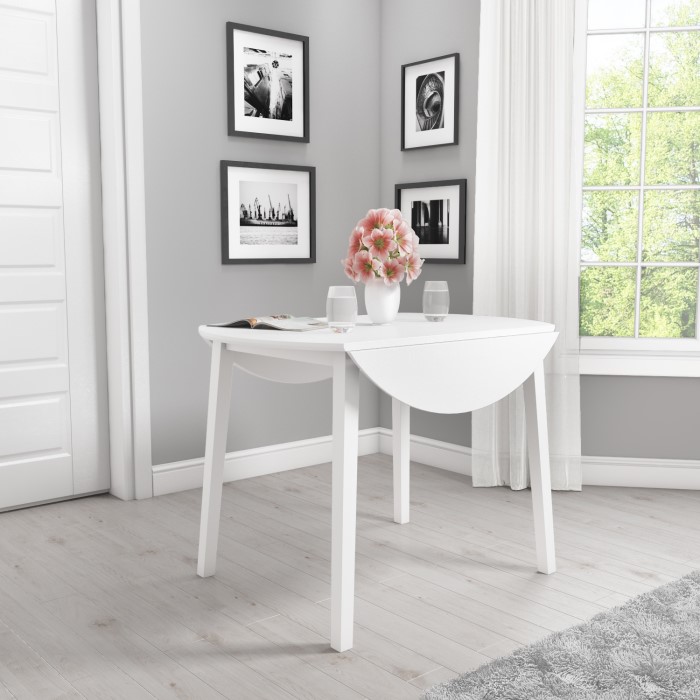 New Haven Round Drop Leaf 2 Seater Dining Table in Stone