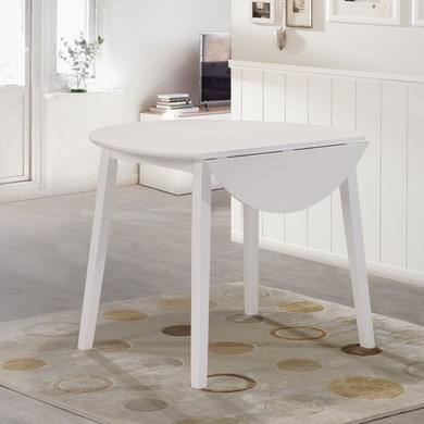 GRADE A1 - New Haven Round Drop Leaf 2 Seater Dining Table in Stone White