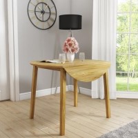 GRADE A1 - New Haven Round Drop Leaf Dining Table in Light Oak GRADE A1 - New Haven Round Drop Leaf Dining Table in Light Oak