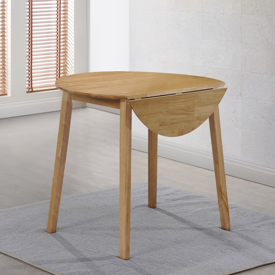 GRADE A1 - New Haven Round Drop Leaf Dining Table in Light Oak