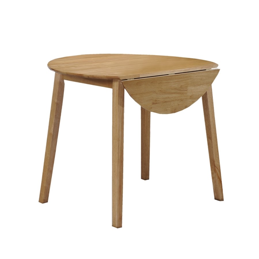 GRADE A1 - New Haven Round Drop Leaf Dining Table in Light Oak