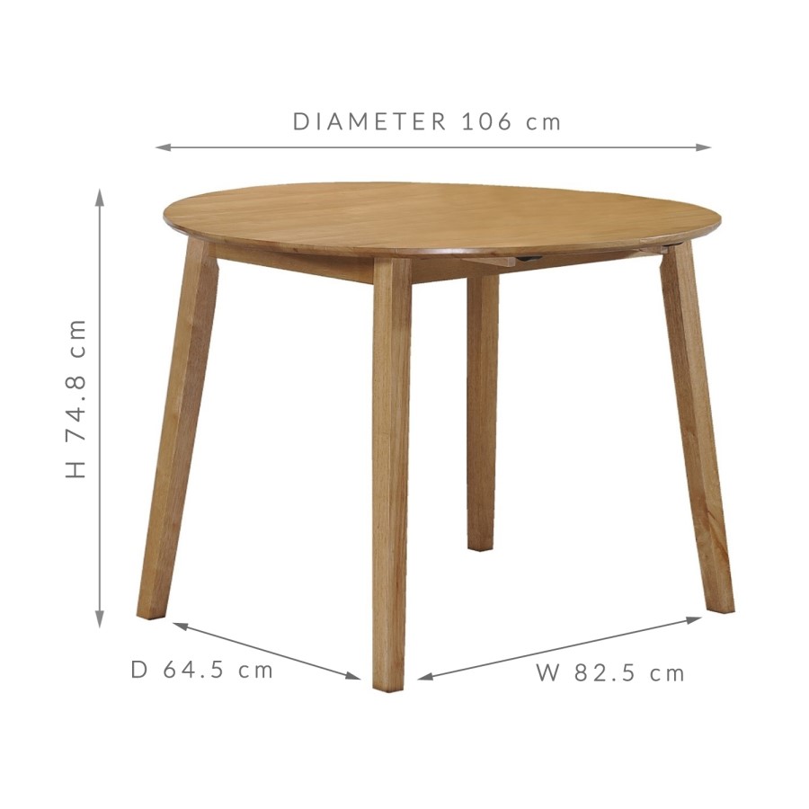 GRADE A1 - New Haven Round Drop Leaf Dining Table in Light Oak