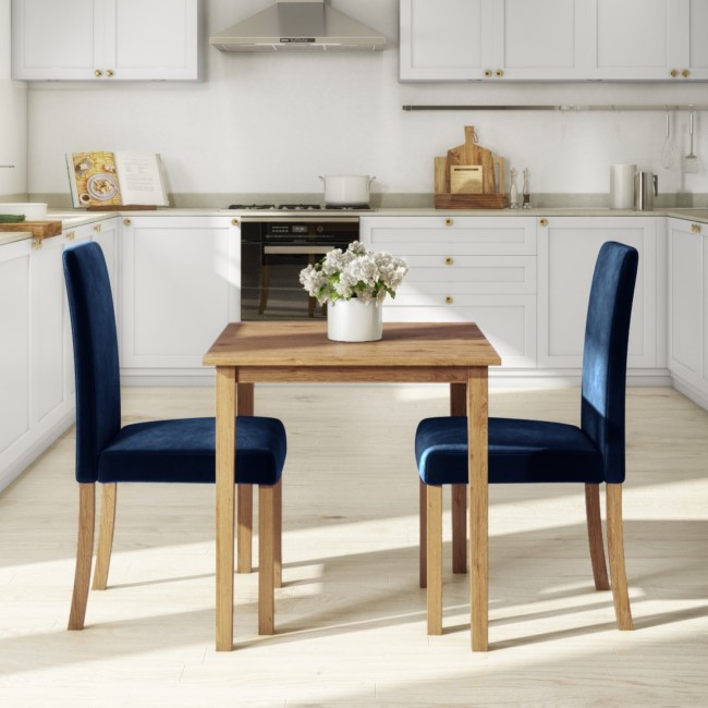 Pair of Velvet Navy Blue Dining Chairs - New Haven