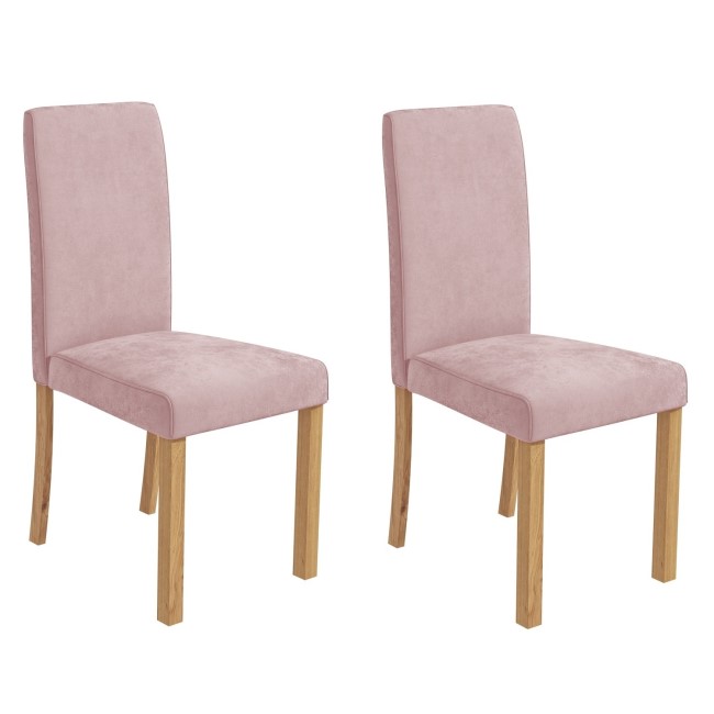GRADE A1 - Pair of Velvet Light Pink Dining Chairs - New Haven