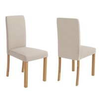 Set of 2 Cream Fabric Dining Chairs - New Haven