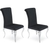 Orion Pair of Black Velvet Dining Chairs with Mirrored Leg&#39;s - By Vida Living