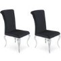 Orion Pair of Black Velvet Dining Chairs with Mirrored Leg's - By Vida Living