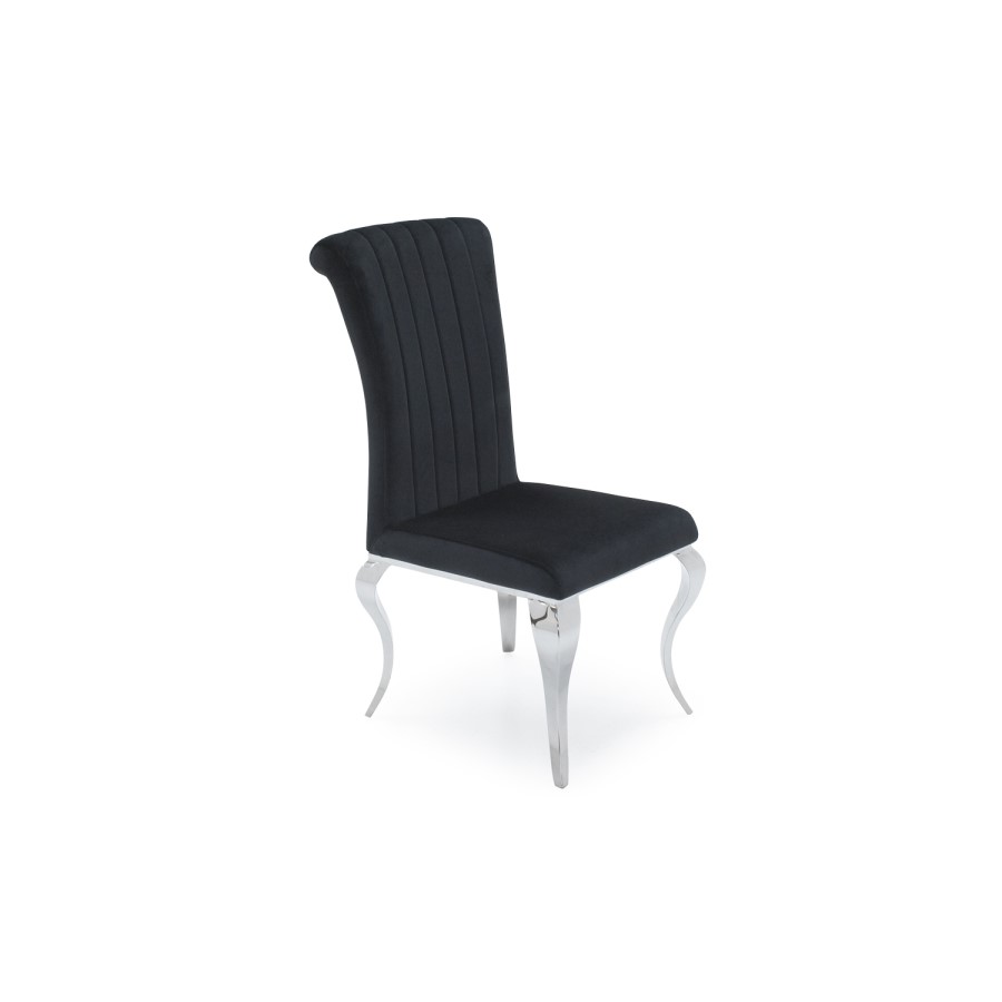 Orion Pair of Black Velvet Dining Chairs with Mirrored Leg's - By Vida Living