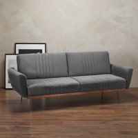 GRADE A2 - 3 Seater Click-Clack Sofa Bed in Grey Velvet - Nico