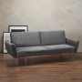 GRADE A2 - 3 Seater Click-Clack Sofa Bed in Grey Velvet - Nico