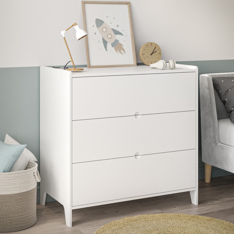 Kids White Scandi Chest of 3 Drawers - Niko