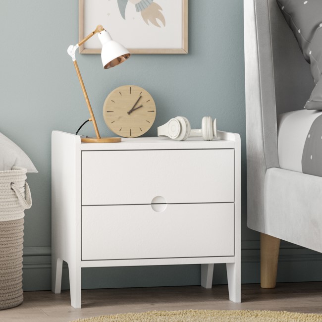 ONLY OPENED - Kids White 2-Drawer Scandi Bedside Table - Niko