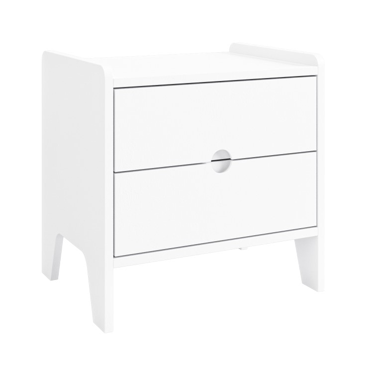 Kids White 2-Drawer Scandi Bedside Table - Niko