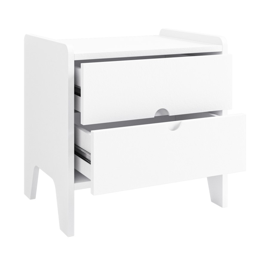 Kids White 2-Drawer Scandi Bedside Table - Niko