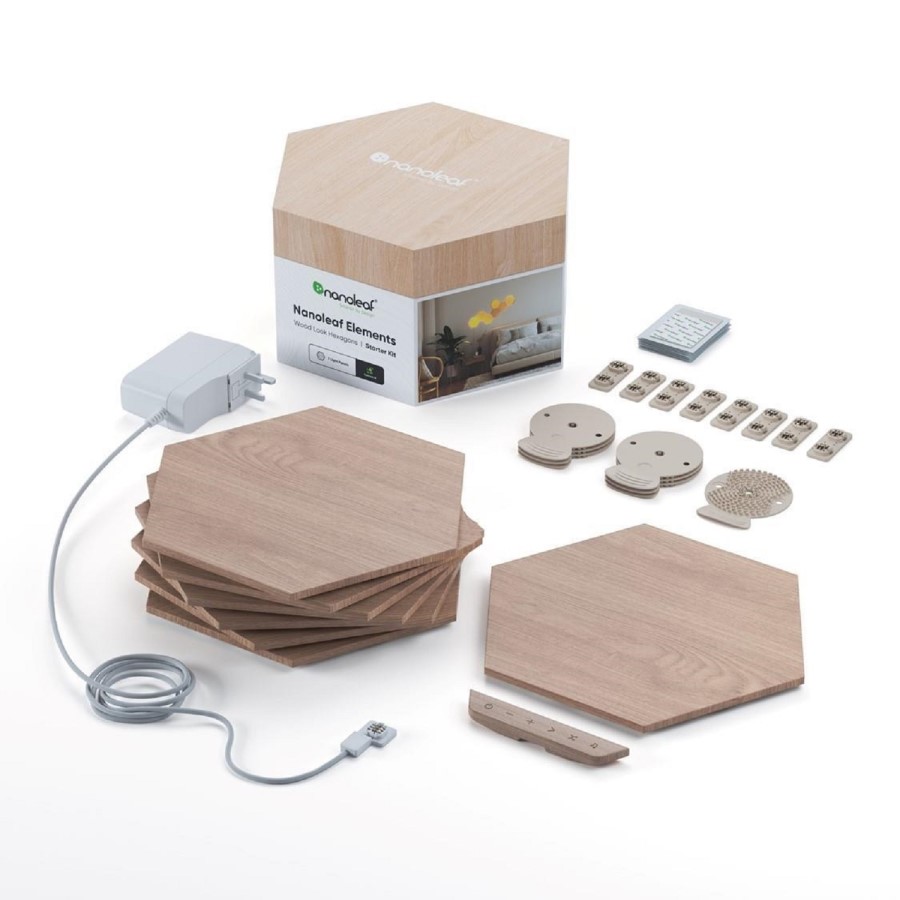 Nanoleaf Elements Wood Hexagons Starter Kit - 7 Pack