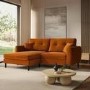 Rust Brown Velvet Reversible 3-Seater Corner Sofa - Nolen