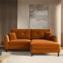 Rust Brown Velvet Reversible 3-Seater Corner Sofa - Nolen