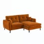 Rust Brown Velvet Reversible 3-Seater Corner Sofa - Nolen