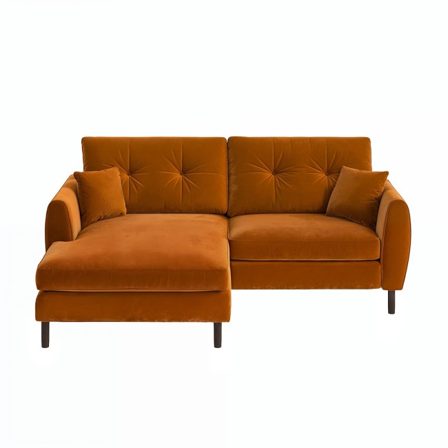 Rust Orange Velvet Reversible 3-Seater Corner Sofa - Nolen