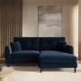 Navy Blue Velvet Reversible 3-Seater Chaise Corner Sofa - Nolen