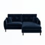 Navy Blue Velvet Reversible 3-Seater Chaise Corner Sofa - Nolen
