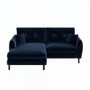 Navy Blue Velvet Reversible 3-Seater Chaise Corner Sofa - Nolen