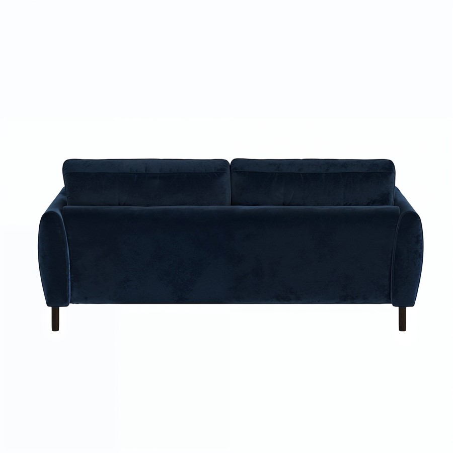 Navy Blue Velvet Reversible 3-Seater Chaise Corner Sofa - Nolen
