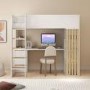 High Sleeper Loft Bed with Desk and Storage in White and Oak - Nelly