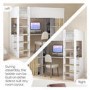 High Sleeper Loft Bed with Desk and Storage in White and Oak - Nelly