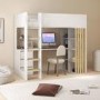 High Sleeper Loft Bed with Desk and Storage in White and Oak - Nelly