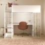 High Sleeper Loft Bed with Desk and Storage in White and Oak - Nelly