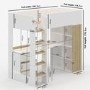 High Sleeper Loft Bed with Desk and Storage in White and Oak - Nelly