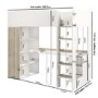 High Sleeper Loft Bed with Desk and Storage in White and Oak - Nelly