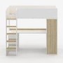 High Sleeper Loft Bed with Desk and Storage in White and Oak - Nelly