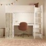 High Sleeper Loft Bed with Desk and Storage in White and Oak - Nelly