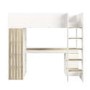 High Sleeper Loft Bed with Desk and Storage in White and Oak - Nelly