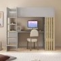 High Sleeper Loft Bed with Desk and Storage in Grey and Oak - Nelly