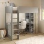 High Sleeper Loft Bed with Desk and Storage in Grey and Oak - Nelly